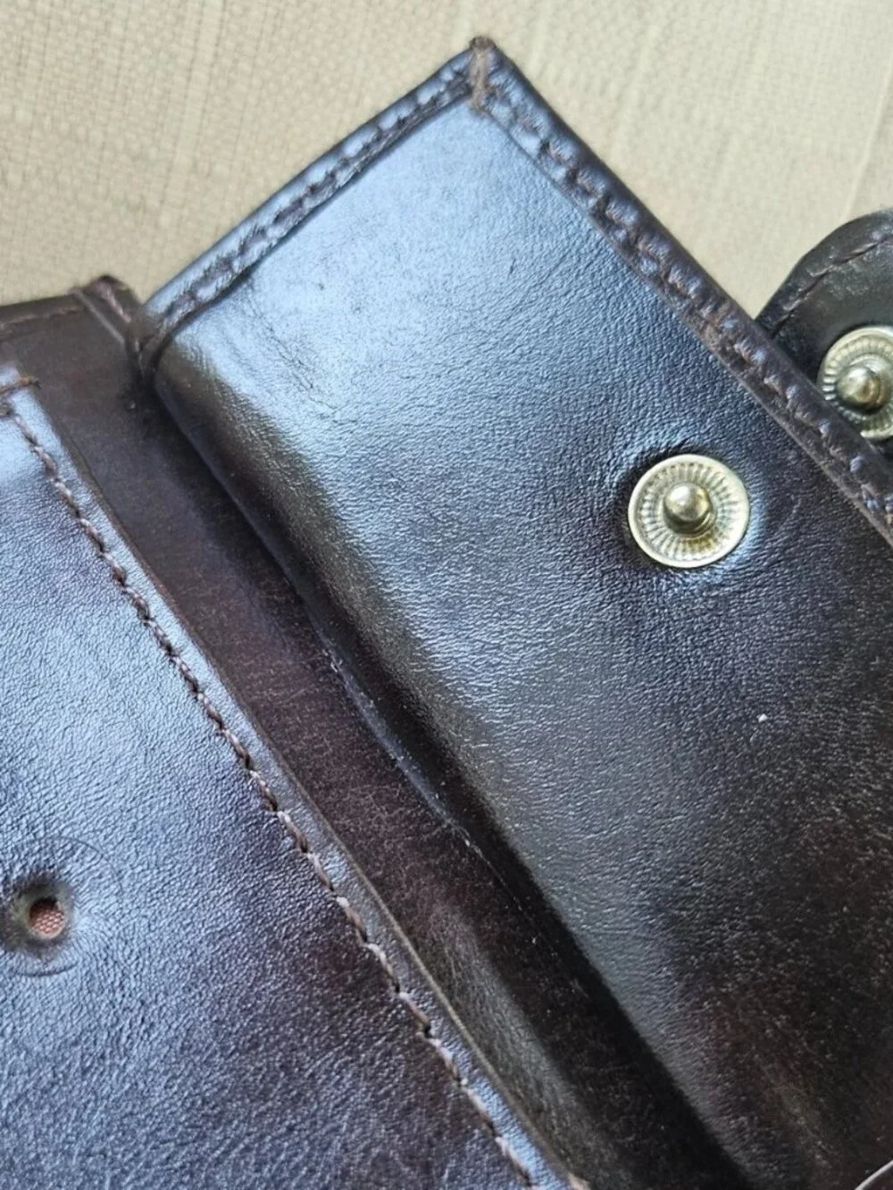 Handmade Wallet Bifold Cardholder Dark Brown Genuine Leather Clutch Purse Defect